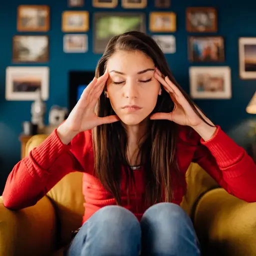 stressed woman with hands on temples cropped